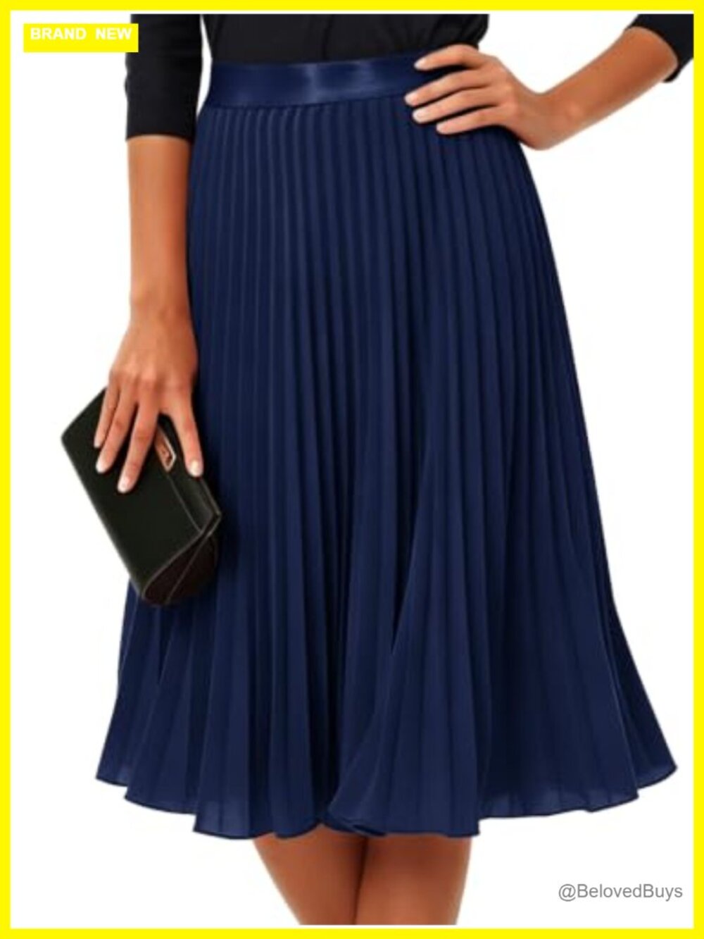 Pleated Midi Skirt Chiffon A Line High Waist Flowy Womens Skirt